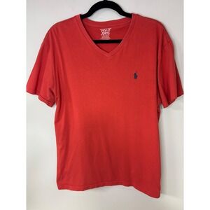Polo Ralph Lauren Mens Red V-Neck TShirt Classic Pony Logo Short Sleeve Tee M
